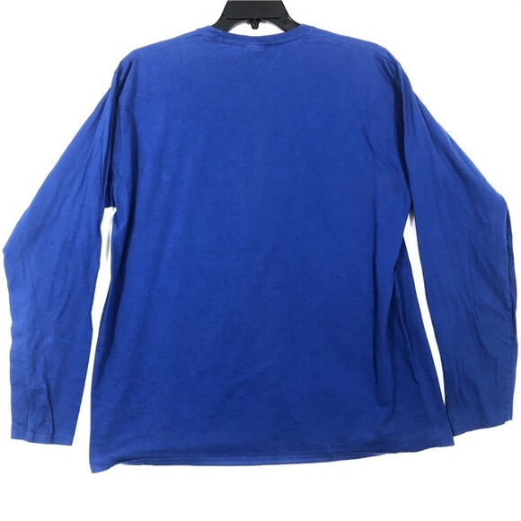 Port & Company Dog Christmas Tree Long Sleeve T Shirt Blue Men's 2XL Ring Spun - Picture 2 of 7